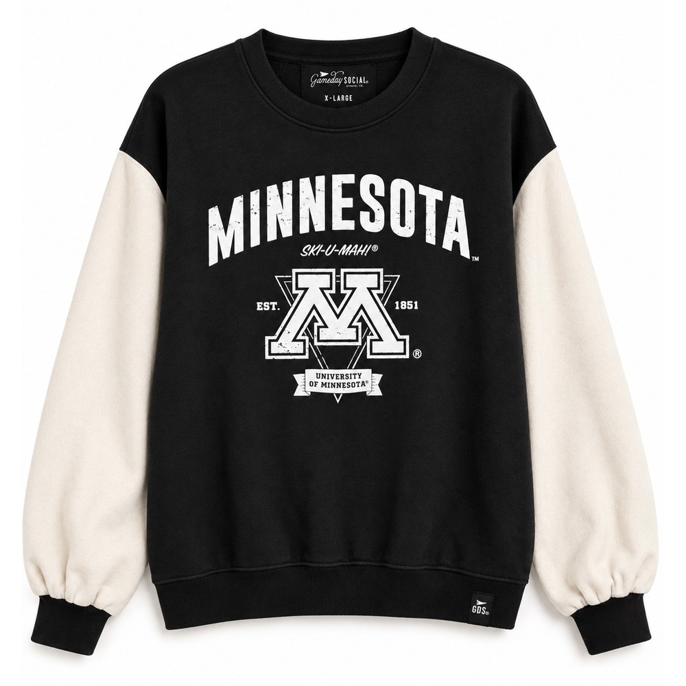 Gameday Social Minnesota Golden Gophers Colorblock Sweatshirt XL Black Cream